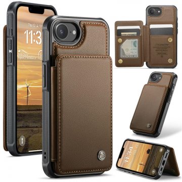 CaseMe iPhone 16e RFID Blocking Card Holder Kickstand Case Brown