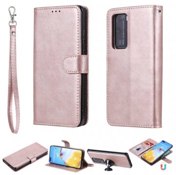 Huawei P40 Pro Wallet Detachable 2 in 1 Stand Case Rose Gold