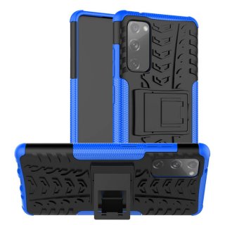 Samsung Galaxy S20 FE Hybrid Rugged PC + TPU Kickstand Case Blue