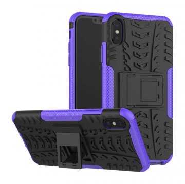 Hybrid Rugged iPhone XS Max Kickstand Shockproof Case Purple