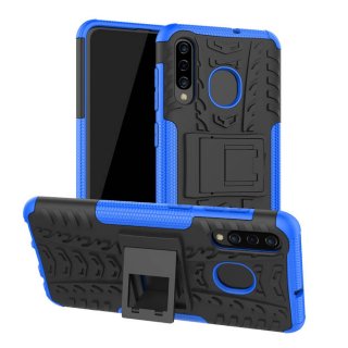 Samsung Galaxy A30 Hybrid Rugged PC + TPU Kickstand Case Blue