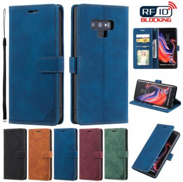 Samsung Galaxy Note 9 Wallet RFID Blocking Kickstand Case Blue