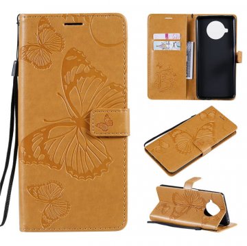 Xiaomi Mi 10T Lite Embossed Butterfly Wallet Magnetic Stand Case Yellow