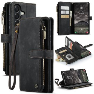 CaseMe Samsung Galaxy A57 Wallet kickstand Case with Wrist Strap Black