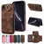 For iPhone XR Card Holder Ring Kickstand PU Leather Case Coffee