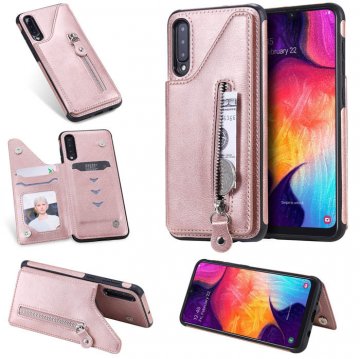 Samsung Galaxy A50 Wallet Magnetic Shockproof Cover Rose Gold