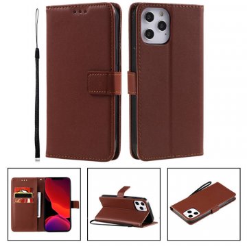 iPhone 12 Pro Max Wallet Kickstand Magnetic PU Leather Case Brown