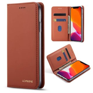 LC.IMEEKE iPhone 11 Wallet Magnetic Kickstand Case Brown