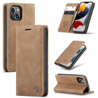 CaseMe iPhone 13 Mini Wallet Kickstand Magnetic Case Brown