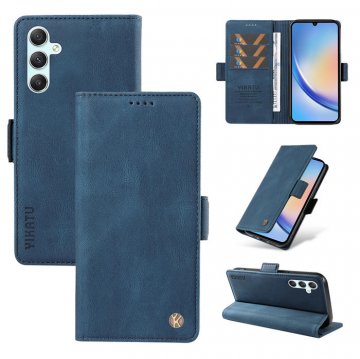 YIKATU Samsung Galaxy A34 5G Skin-touch Wallet Kickstand Case Blue