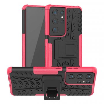 Samsung Galaxy S21 Ultra Hybrid Rugged PC + TPU Kickstand Case Rose