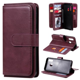 Samsung Galaxy A40 Multi-function 10 Card Slots Wallet Case Claret