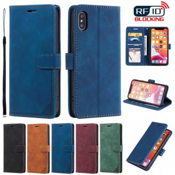 iPhone X/XS Wallet RFID Blocking Kickstand Case Blue