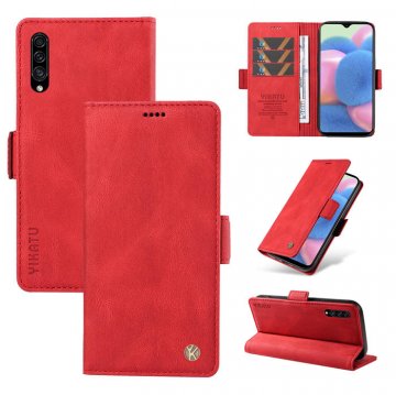 YIKATU Samsung Galaxy A50 Skin-touch Wallet Kickstand Case Red