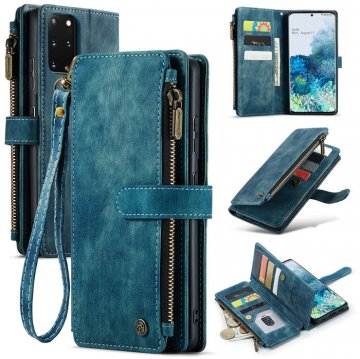 CaseMe Samsung Galaxy S20 Plus Wallet Kickstand Retro Case Blue