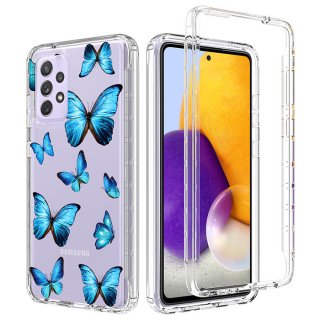 Samsung Galaxy A72 Clear Bumper TPU Blue Butterfly Case