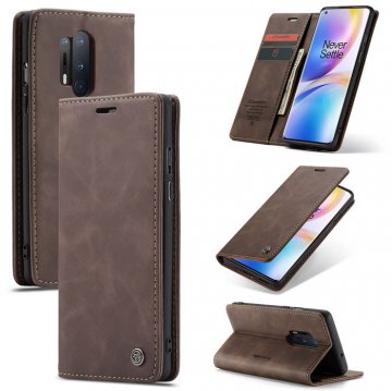 CaseMe OnePlus 8 Pro Wallet Kickstand Magnetic Flip Case Coffee