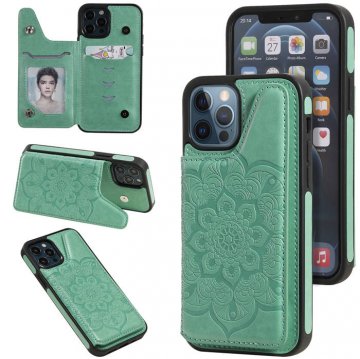 iPhone 12/12 Pro Embossed Wallet Magnetic Stand Case Green