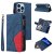 iPhone 13 Pro Max Zipper Wallet Magnetic Stand Case Blue