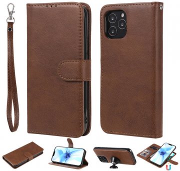 iPhone 12 Pro Wallet Magnetic Detachable 2 in 1 Case Brown