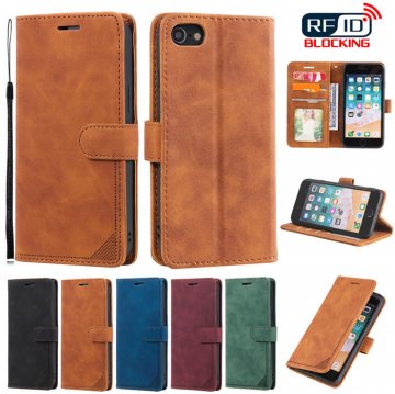 iPhone 7/8/SE 2020 Wallet RFID Blocking Kickstand Case Brown