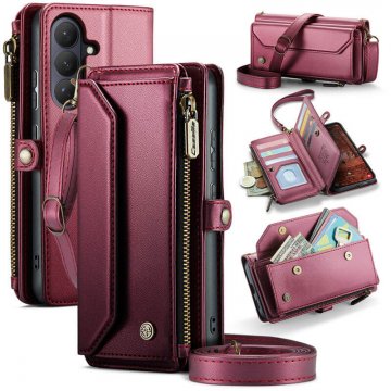 CaseMe Samsung Galaxy S26 RFID Blocking Wallet Crossbody Case with Wireless Charging Red