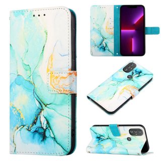 Marble Pattern Moto G Power 2022 Wallet Stand Case Green