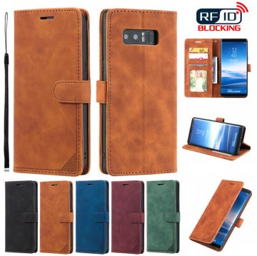 Samsung Galaxy Note 8 Wallet RFID Blocking Kickstand Case Brown