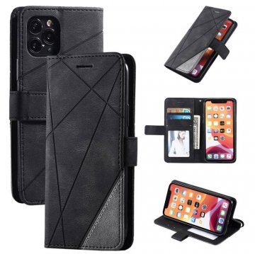 iPhone 11 Pro Wallet Splicing Kickstand PU Leather Case Black