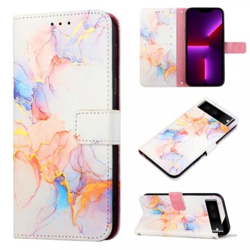 Marble Pattern Google Pixel 7 Pro Wallet Stand Case Marble White