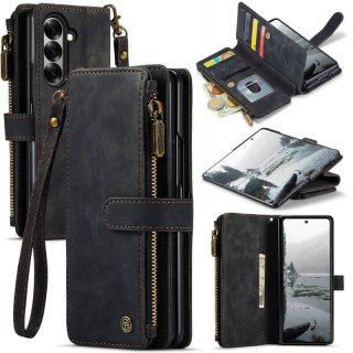 CaseMe Samsung Galaxy Z Fold8 Ultra Wallet Case with Zipper Pocket & Wireless Charging Black