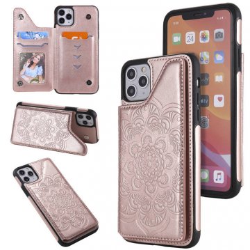 iPhone 11 Pro Max Embossed Wallet Magnetic Stand Case Rose Gold
