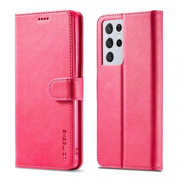 LC.IMEEKE Samsung Galaxy S21 Ultra Wallet Stand PU Leather Case Rose