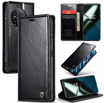 CaseMe OnePlus 11 Wallet Kickstand Magnetic Flip Case Black