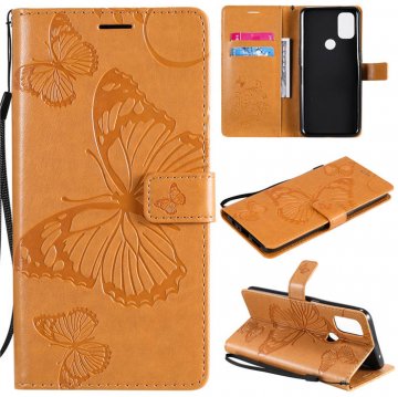 OnePlus Nord N10 5G Embossed Butterfly Wallet Magnetic Stand Case Yellow