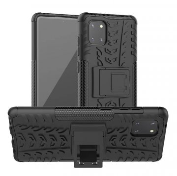 Samsung Galaxy A81/Note 10 Lite Hybrid Rugged PC + TPU Kickstand Case Black