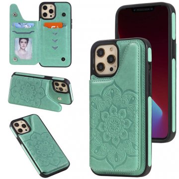 iPhone 12 Pro Max Embossed Wallet Magnetic Stand Case Green