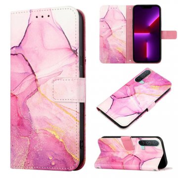 Marble Pattern OnePlus Nord CE 5G Wallet Stand Case Purple Gold