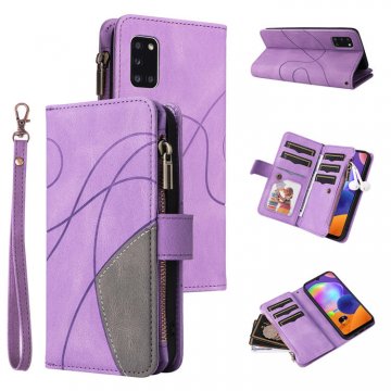 Samsung Galaxy A31 Zipper Wallet Magnetic Stand Case Purple