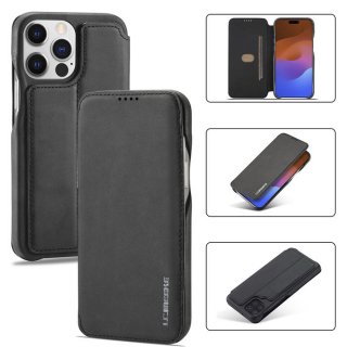 LC.IMEEKE PU Leather Stand Phone Case with Card Slot Black