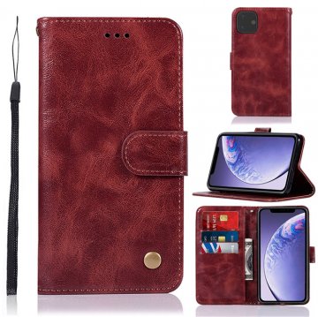 iPhone 11 Pro Premium Vintage Wallet Kickstand Case Wine Red