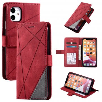 iPhone 11 Wallet Splicing Kickstand PU Leather Case Red