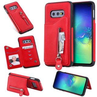 Samsung Galaxy S10e Wallet Magnetic Shockproof Cover Red