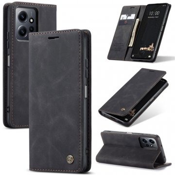 CaseMe Xiaomi Redmi Note 12 4G Wallet Suede Leather Case Black