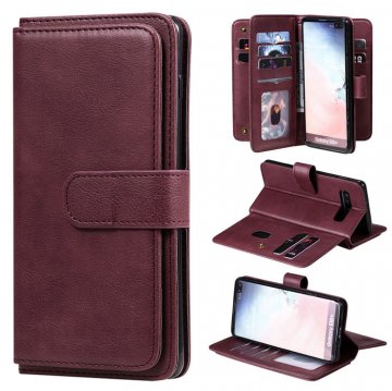 Samsung Galaxy S10 Plus Multi-function 10 Card Slots Wallet Case Claret