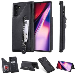 Samsung Galaxy Note 10 Wallet Card Slots Shockproof Cover Black