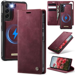 CaseMe Samsung Galaxy S22 Plus 2-in-1 Magnetic Wallet Case – Wireless Charging & RFID Blocking Red
