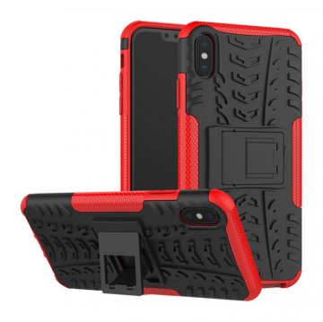 Hybrid Rugged iPhone XS Max Kickstand Shockproof Case Red