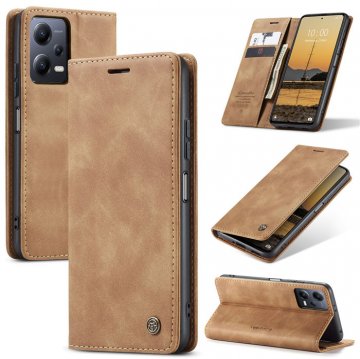 CaseMe Xiaomi POCO X5 5G Wallet Magnetic Suede Leather Case Brown