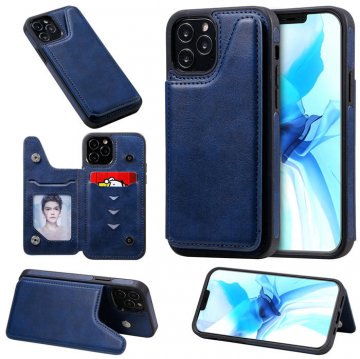 iPhone 12 Pro Luxury Leather Magnetic Card Slots Stand Cover Blue